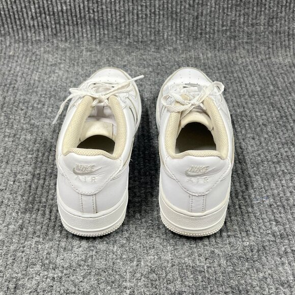 Nike Air Force 1 Kids 6Y White on White Leather Sneakers Low-Top Lace-Up Shoes - Picture 7 of 16